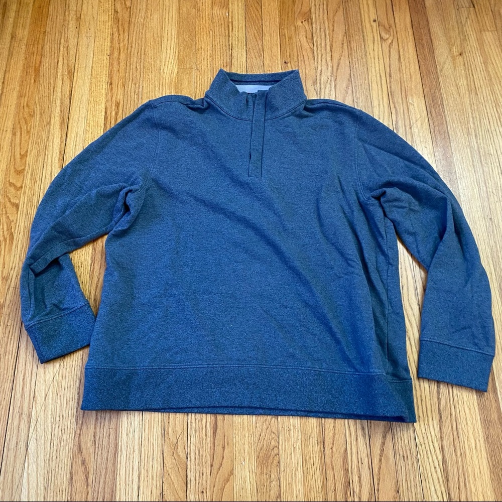 Untuckit Quarter 1/4 Zip Pullover Shirt Blue Mens XL Cotton Long Sleeve